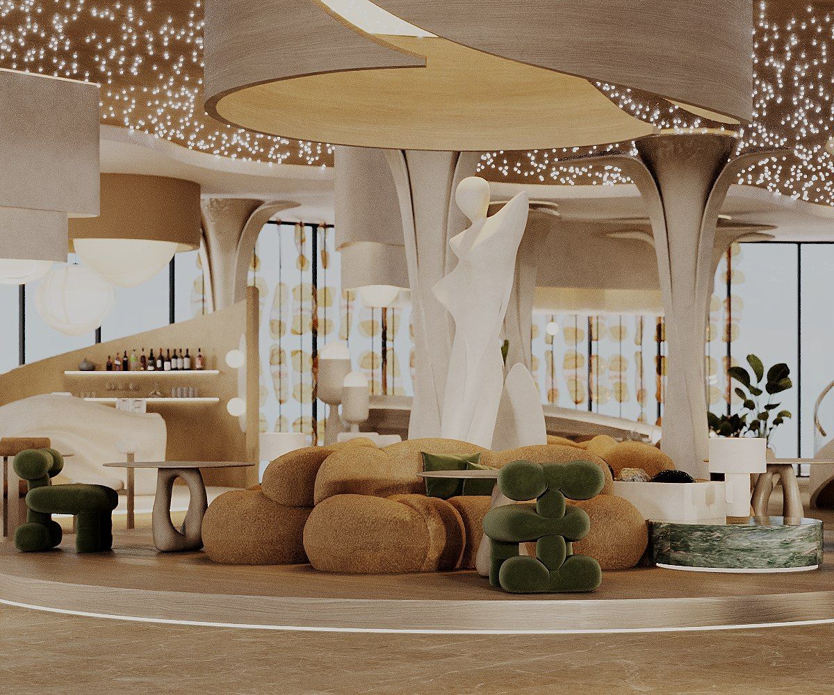 Bar-lounge sous le plafond étoilé