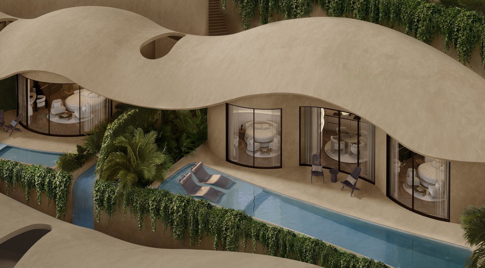 Terrasses des villas et bassins privatifs